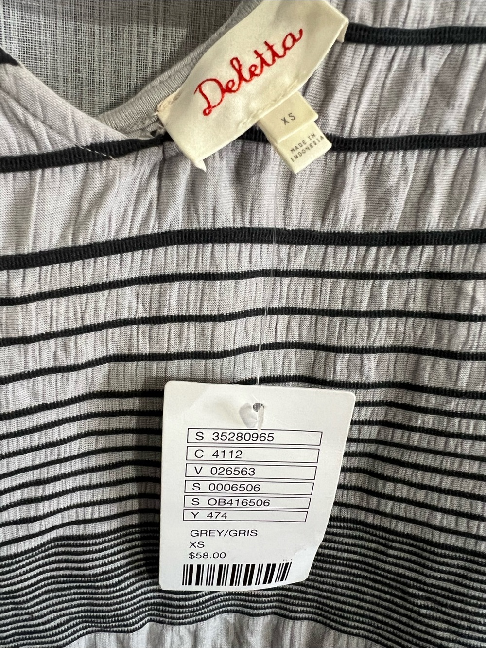 Deletta Anthropologie Stacked Striped Gray & Black Tank Top - Picture 4 of 5